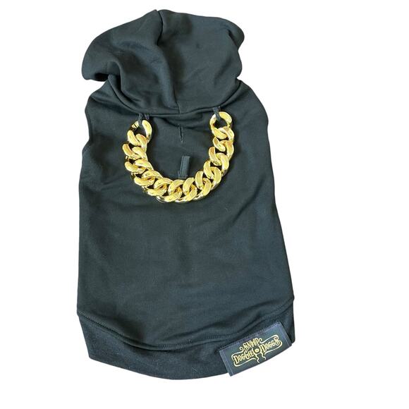 Snoop Doggie Dogg Deluxe Pet Hoodie Off The Chain Medium New Black Gold Costume - Picture 1 of 14